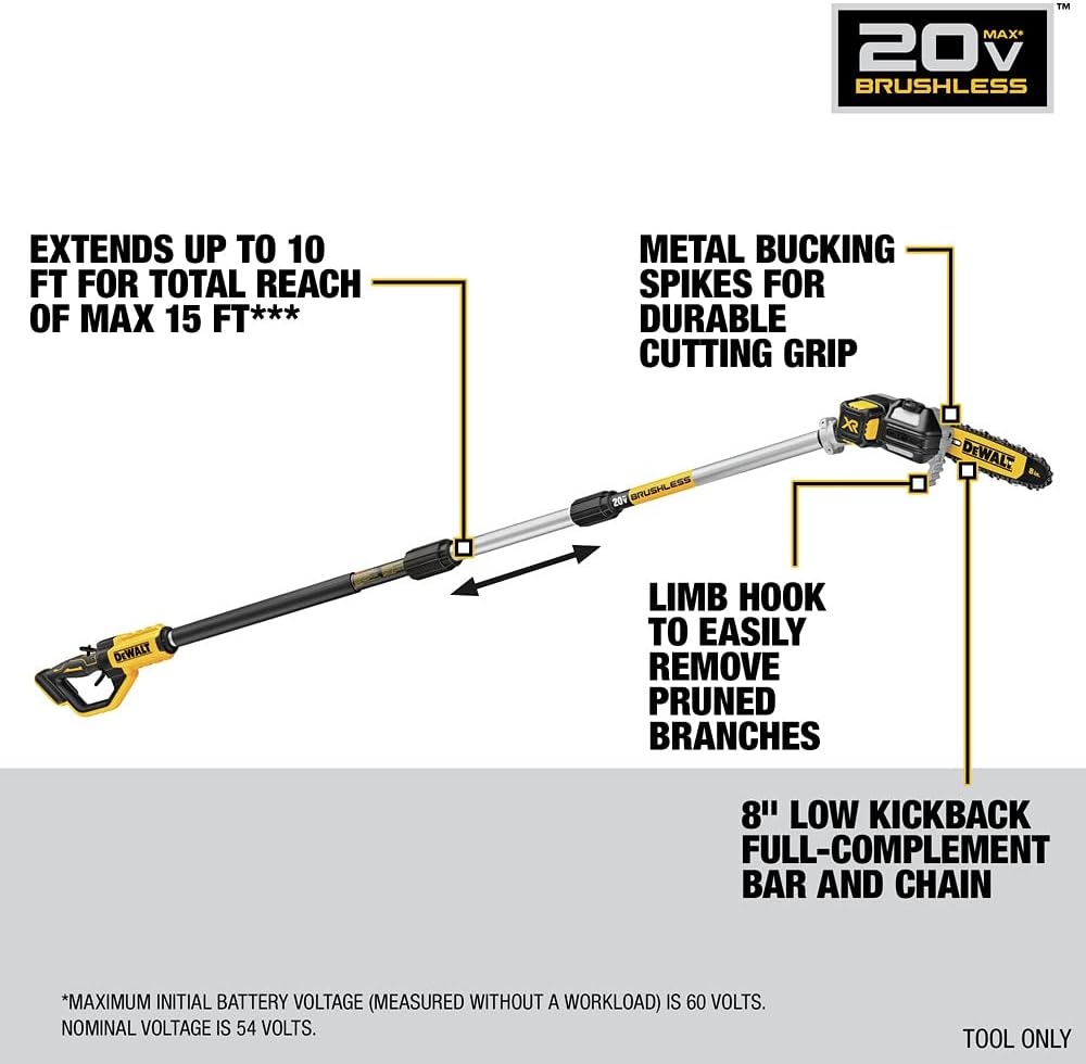 image:imageDewalt Saw Pole Cordless 20V 15FT DCPS620BPole Saw Bare Tool Only