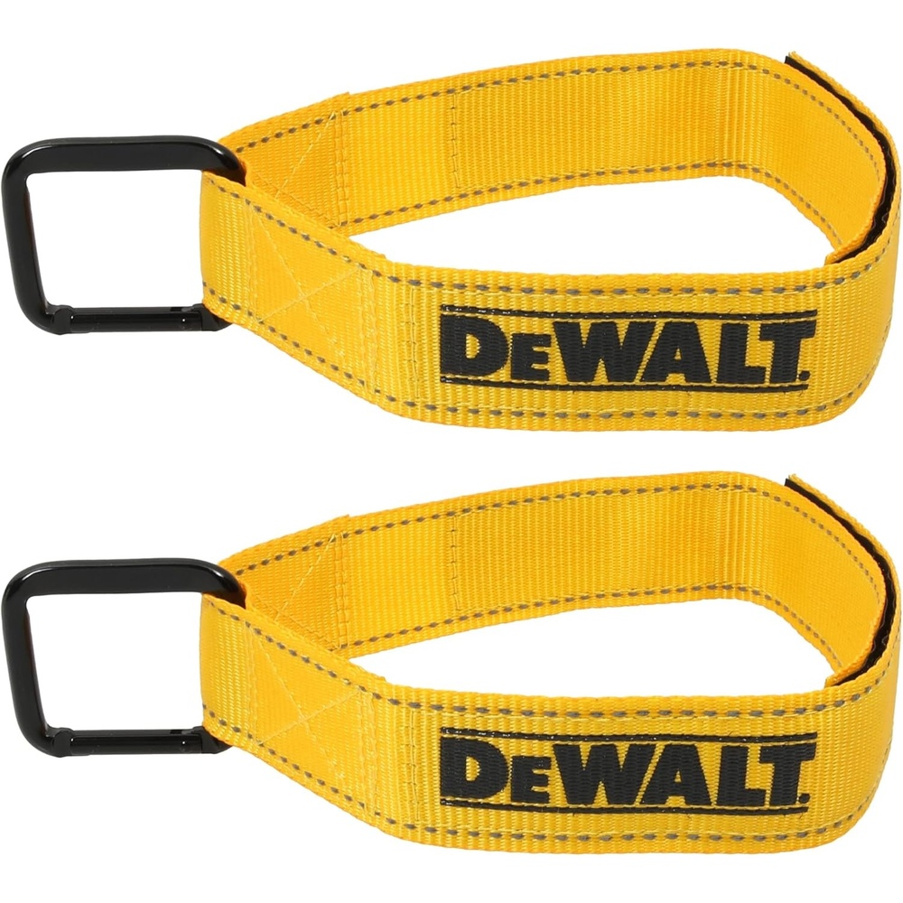 image:imageDEWALT 12512 LightDuty Reuseable Carabiner Utility Straps 2Pack Quickly Clip and Connect Components Reflective Stitiching Weather amp Wear Resistant Straps Adjustable Hook amp Loop Closure