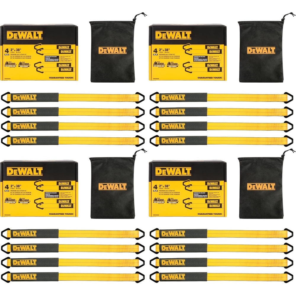 image:imageDEWALT 22410000 lbs HeavyDuty Axle TieDown Strap Wrap Around Vehicle AxleScratchFree Anchor Points For Ratchet Straps Protective SleevesCoated DRingsMeets DOT Standards2 x 38 16 Pack