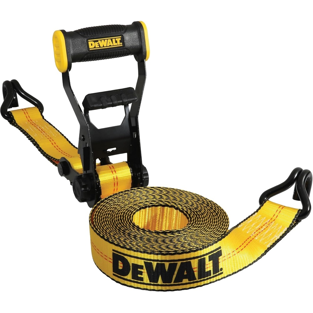 image:imageDEWALT 22710000 lbs Ratchet Straps with Double JHooks 6Pack WideGrip Ergonomic Handle Armored Side Caps DOT WSTDA WeatherResistant Straps Double JHooks for Industrial Cargo