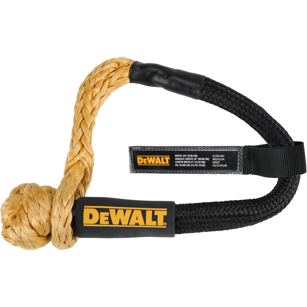 image:imageDEWALT 382432500 lbs HeavyDuty Kinetic Soft Shackle UHMWPE Diamond Knot with SelfTightening Loop Adaptive Design Fits Vehicle Anchor Points UltraStrong for Vehicle RecoveryKinetic Soft Shackles