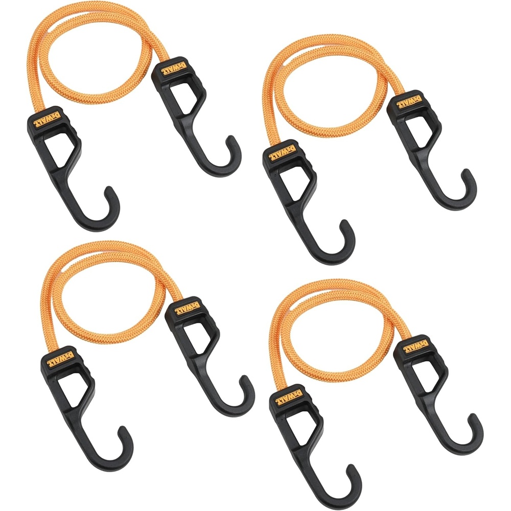 image:imageDEWALT DXBC300484 BlackYellow 48 Premium HeavyDuty Bungee Cords 4 Pack NonScratch SteelCore Hooks with QuickPull Notch amp Interlocking Grip for Stretching amp Securing Lightweight Gear amp Cargo24