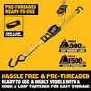 DEWALT 1.25″×14’×2,000 lbs Mid-Duty Cam Buckle Tie-Down Straps, 2-Pack | Heavy‑Gauge Steel Frame, Armored Rubber Shroud, Pre‑Threaded Weather‑Resistant Straps,Coated S‑Hooks, For Midweight Cargo(1” x 12’)