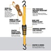 DEWALT 1.25″×14’×2,000 lbs Mid-Duty Cam Buckle Tie-Down Straps, 2-Pack | Heavy‑Gauge Steel Frame, Armored Rubber Shroud, Pre‑Threaded Weather‑Resistant Straps,Coated S‑Hooks, For Midweight Cargo(1.25” x 14’)