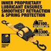 DEWALT 2″×10’×3,300 lbs Heavy-Duty Retractable Ratchet Straps, 2-Pack | Highly Weather‑Resistant,Proprietary‑Lubricated Stainless‑Steel Spring,Fully Armored Ratchet‑Body Cover,Coated Clip‑End Hooks(Ratchet Straps and Soft Loop Kit)