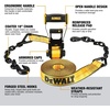 DEWALT 2″×30’×10,000 lbs Ratchet Strap with 18″ Chain & Steel Hooks | Wide‑Grip Ergonomic Handle, Armored Side Caps, DOT / WSTDA Weather‑Resistant Straps, 18″ Chains + Hooks for Industrial Cargo