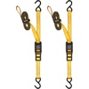 DEWALT 1.25″×14’×2,000 lbs Mid-Duty Cam Buckle Tie-Down Straps, 2-Pack | Heavy‑Gauge Steel Frame, Armored Rubber Shroud, Pre‑Threaded Weather‑Resistant Straps,Coated S‑Hooks, For Midweight Cargo(1” x 12’)