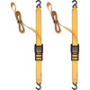 DEWALT 1.25″×14’×2,000 lbs Mid-Duty Cam Buckle Tie-Down Straps, 2-Pack | Heavy‑Gauge Steel Frame, Armored Rubber Shroud, Pre‑Threaded Weather‑Resistant Straps,Coated S‑Hooks, For Midweight Cargo(2” x 10’)