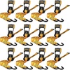 DEWALT 1.5″×16’×5,000 lbs Heavy-Duty Ratchet Straps, 2-Pack | Ergonomic Open Grip Handles, Armored Side Caps, Wear/Weather‑Resistant Straps, Coated Double J-Hooks,Secure Heavyweight Cargo(12 Pack)
