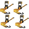 DEWALT 1.5″×16’×5,000 lbs Heavy-Duty Ratchet Straps, 2-Pack | Ergonomic Open Grip Handles, Armored Side Caps, Wear/Weather‑Resistant Straps, Coated Double J-Hooks,Secure Heavyweight Cargo(4 Pack)