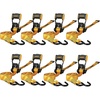 DEWALT 1.5″×16’×5,000 lbs Heavy-Duty Ratchet Straps, 2-Pack | Ergonomic Open Grip Handles, Armored Side Caps, Wear/Weather‑Resistant Straps, Coated Double J-Hooks,Secure Heavyweight Cargo(8 Pack)