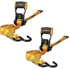 DEWALT 1.5″×16’×5,000 lbs Heavy-Duty Ratchet Straps, 2-Pack | Ergonomic Open Grip Handles, Armored Side Caps, Wear/Weather‑Resistant Straps, Coated Double J-Hooks,Secure Heavyweight Cargo(2 Pack)