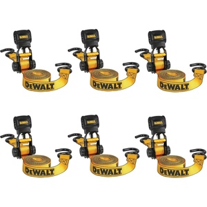 DEWALT 1″×10’×1,500 lbs Light-Duty Ratchet Straps, 6 Pack | Padded Ergonomic Grip Handles, Armored Side Caps, Wear/Weather‑Resistant Straps, Coated S-Hooks, Secure Lightweight Cargo(1″ x 10′ (6 Pack))