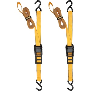 DEWALT 1.25″×14’×2,000 lbs Mid-Duty Cam Buckle Tie-Down Straps, 2-Pack | Heavy‑Gauge Steel Frame, Armored Rubber Shroud, Pre‑Threaded Weather‑Resistant Straps,Coated S‑Hooks, For Midweight Cargo(1.25” x 14’)