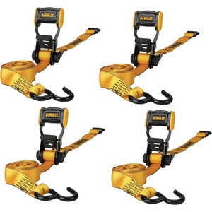DEWALT 1.5″×16’×5,000 lbs Heavy-Duty Ratchet Straps, 2-Pack | Ergonomic Open Grip Handles, Armored Side Caps, Wear/Weather‑Resistant Straps, Coated Double J-Hooks,Secure Heavyweight Cargo(4 Pack)