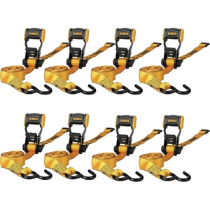DEWALT 1.5″×16’×5,000 lbs Heavy-Duty Ratchet Straps, 2-Pack | Ergonomic Open Grip Handles, Armored Side Caps, Wear/Weather‑Resistant Straps, Coated Double J-Hooks,Secure Heavyweight Cargo(8 Pack)