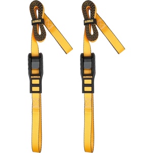 DEWALT 2″×16’×3,000 lbs Mid-Duty Lashing Straps, 2-Pack | Heavy‑Gauge Steel Frame, Armored Rubber Cam Shroud, Weather & Wear Resistant Straps, For Quick Bundling of Midweight Cargo(1″ x 10’)