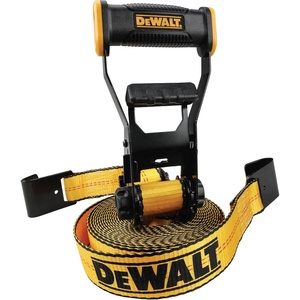 DEWALT 2″×27’×10,000 lbs Industrial Ratchet Straps with Flat Hooks | Wide‑Grip Ergonomic Handle, Armored Side Caps, DOT / WSTDA Weather‑Resistant Straps, Flat Hooks for Industrial Cargo, Flatbed