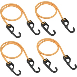 DEWALT DXBC300484 Black/Yellow 48” Premium Heavy-Duty Bungee Cords, 4 Pack | Non‑Scratch Steel‑Core Hooks with Quick‑Pull Notch & Interlocking Grip for Stretching & Securing Lightweight Gear & Cargo(36″)