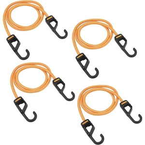 DEWALT DXBC300484 Black/Yellow 48” Premium Heavy-Duty Bungee Cords, 4 Pack | Non‑Scratch Steel‑Core Hooks with Quick‑Pull Notch & Interlocking Grip for Stretching & Securing Lightweight Gear & Cargo(48″)