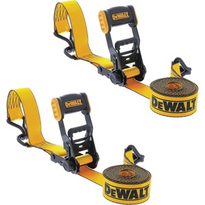 DEWALT DXBC33002 Black/Yellow 1.5″ x 16′ Ratchet Tie Down Straps – Mid-Weight Cargo Hauling (3300 lb Break Strength), 2 Pack(Black Yellow)
