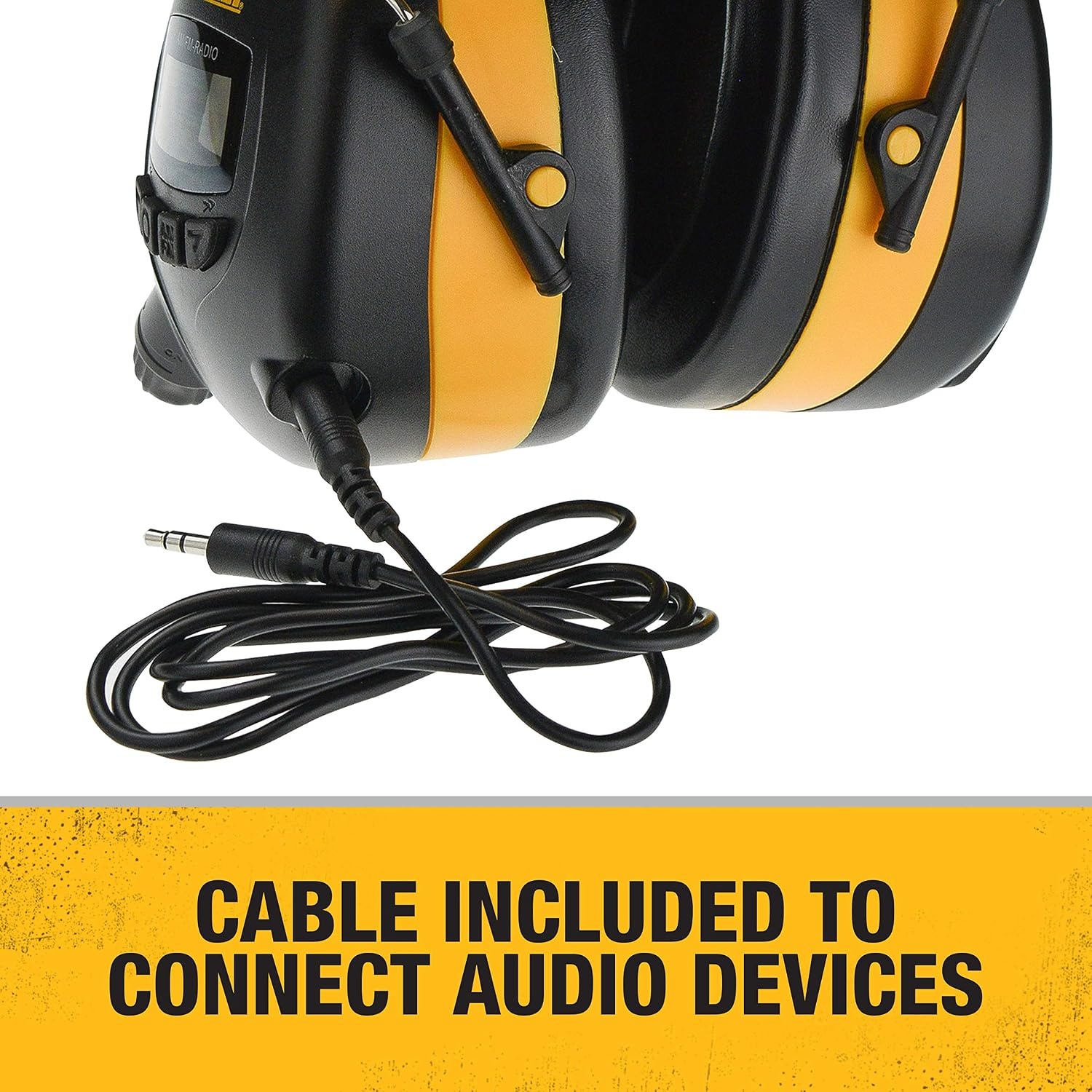 image:imageDEWALT DPG15 Hearing Protection Earmuffs with AMFM Radio LCD Display 8 Presets 35mm Aux NRR 25dB