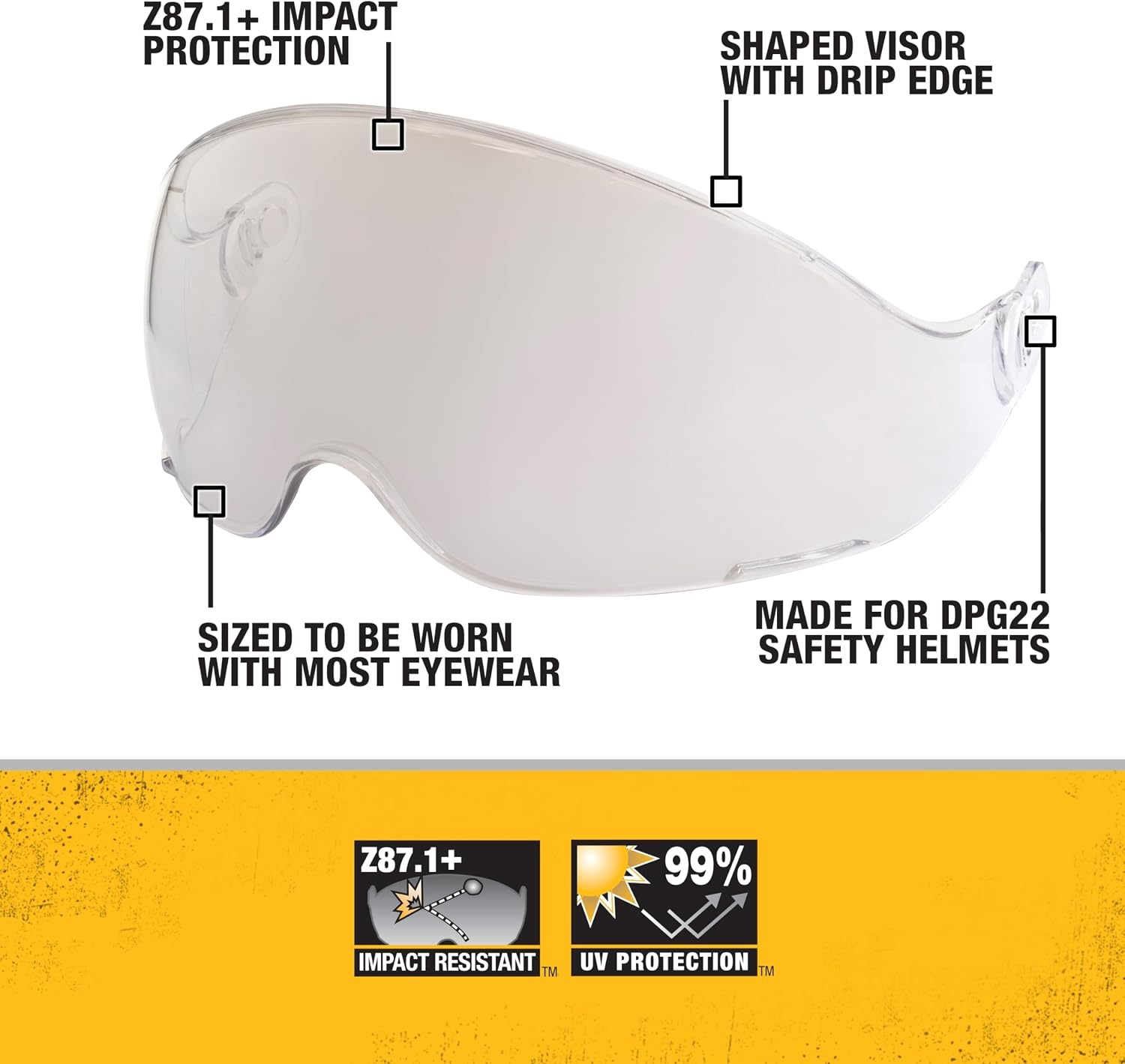 image:imageDEWALT DPG22SH Visor with Premium Antifog Clear Lens Designed to Fit DPG22 Type II HelmetIndoorOutdoor