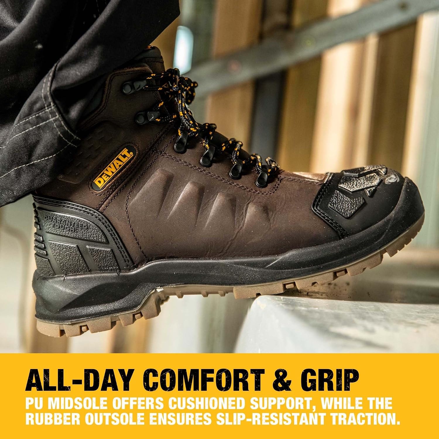 image:imageDEWALT Hadley Mens Waterproof Steel Safety Toe Work BootBrown Crazy Horse