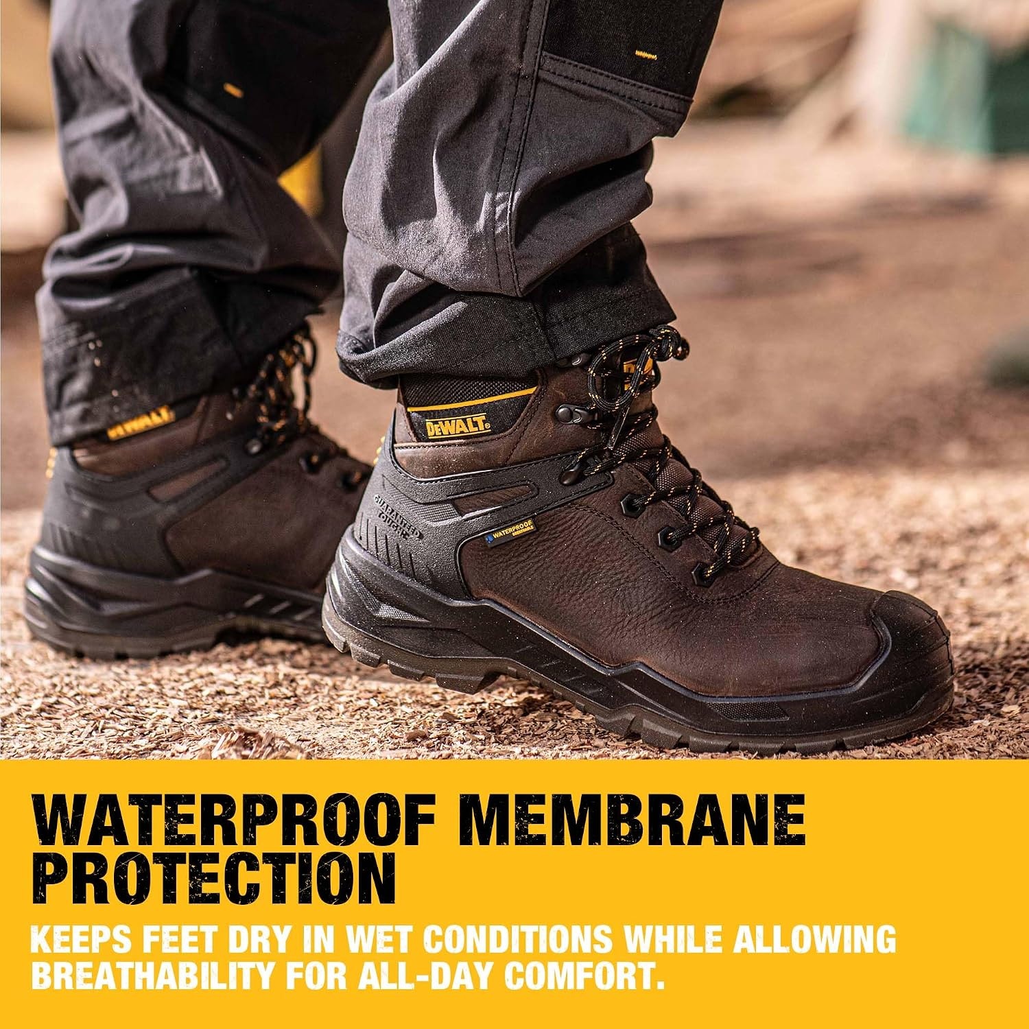 image:imageDEWALT Hayes Mens Waterproof Leather Steel Toe Safety Work BootSeal Brown