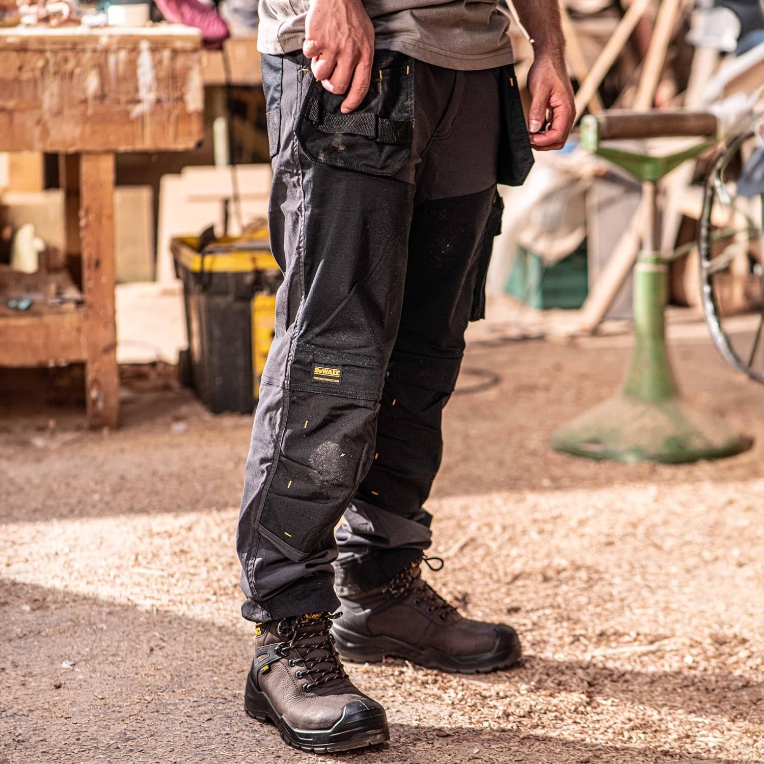 image:imageDEWALT Memphis Mens ProStretch Regular Fit Holster Pocket Utility Cargo Work PantsGreyBlack