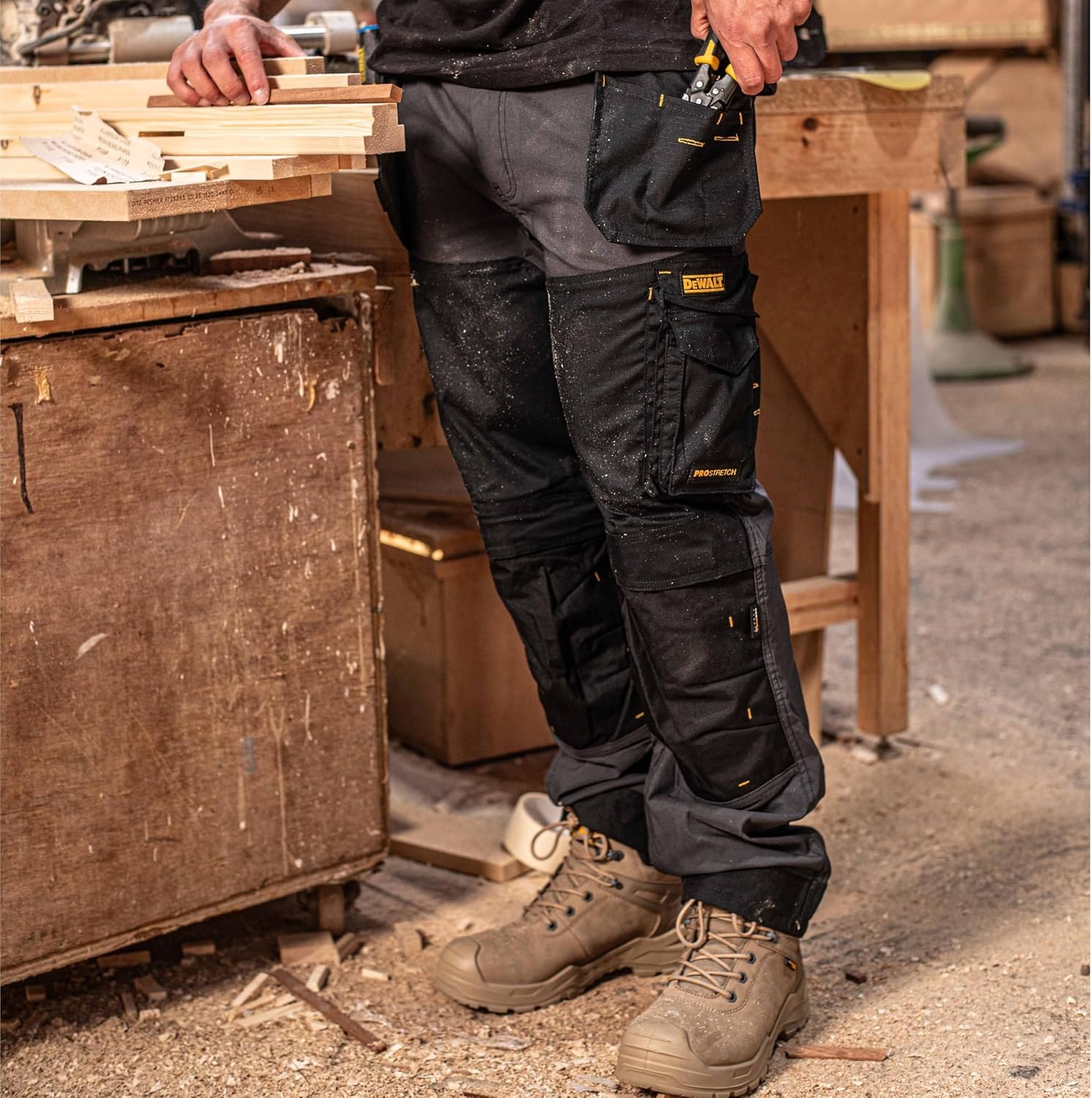 image:imageDEWALT Memphis Mens ProStretch Regular Fit Holster Pocket Utility Cargo Work PantsGreyBlack