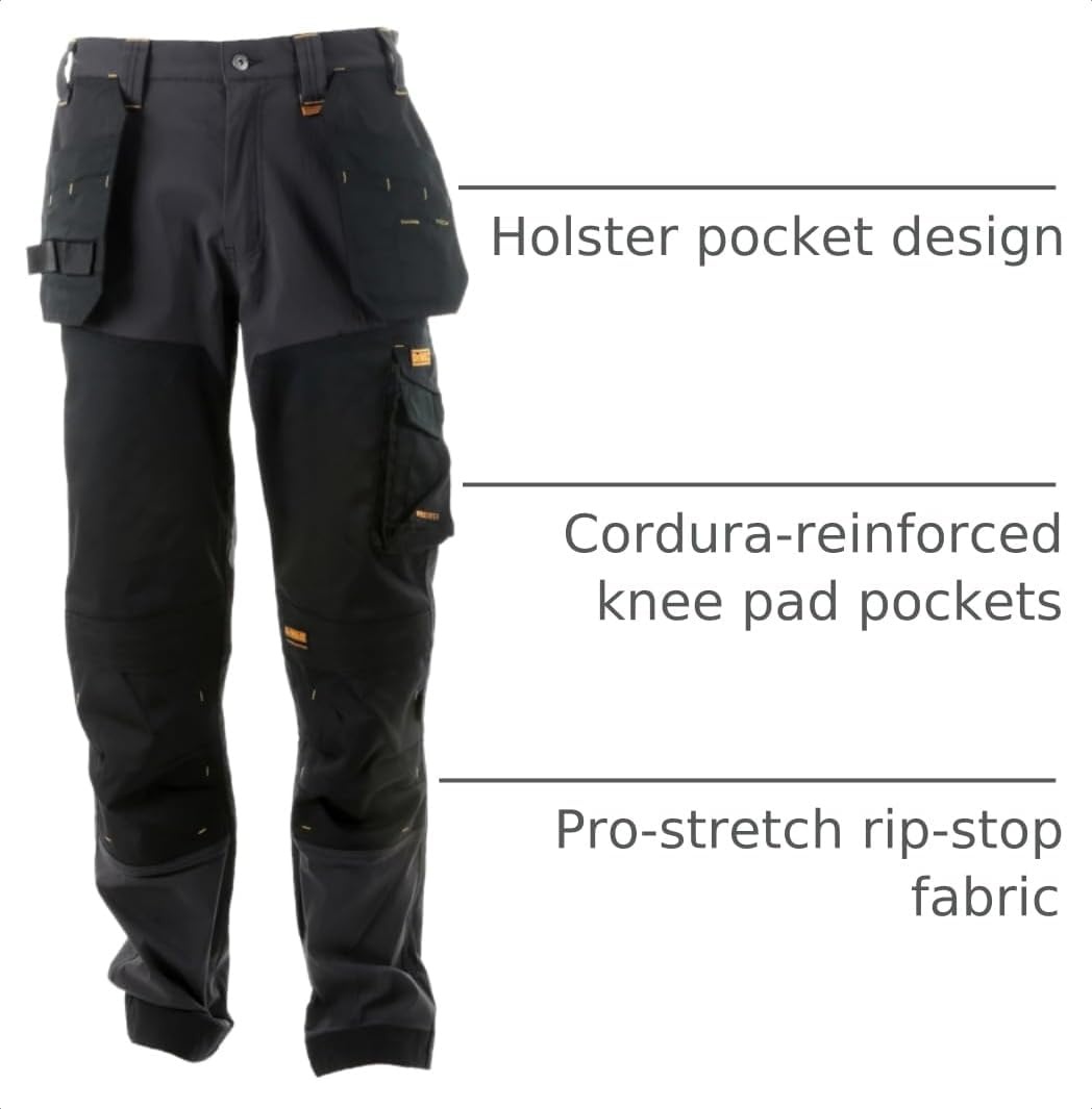 image:imageDEWALT Memphis Mens ProStretch Regular Fit Holster Pocket Utility Cargo Work PantsGreyBlack