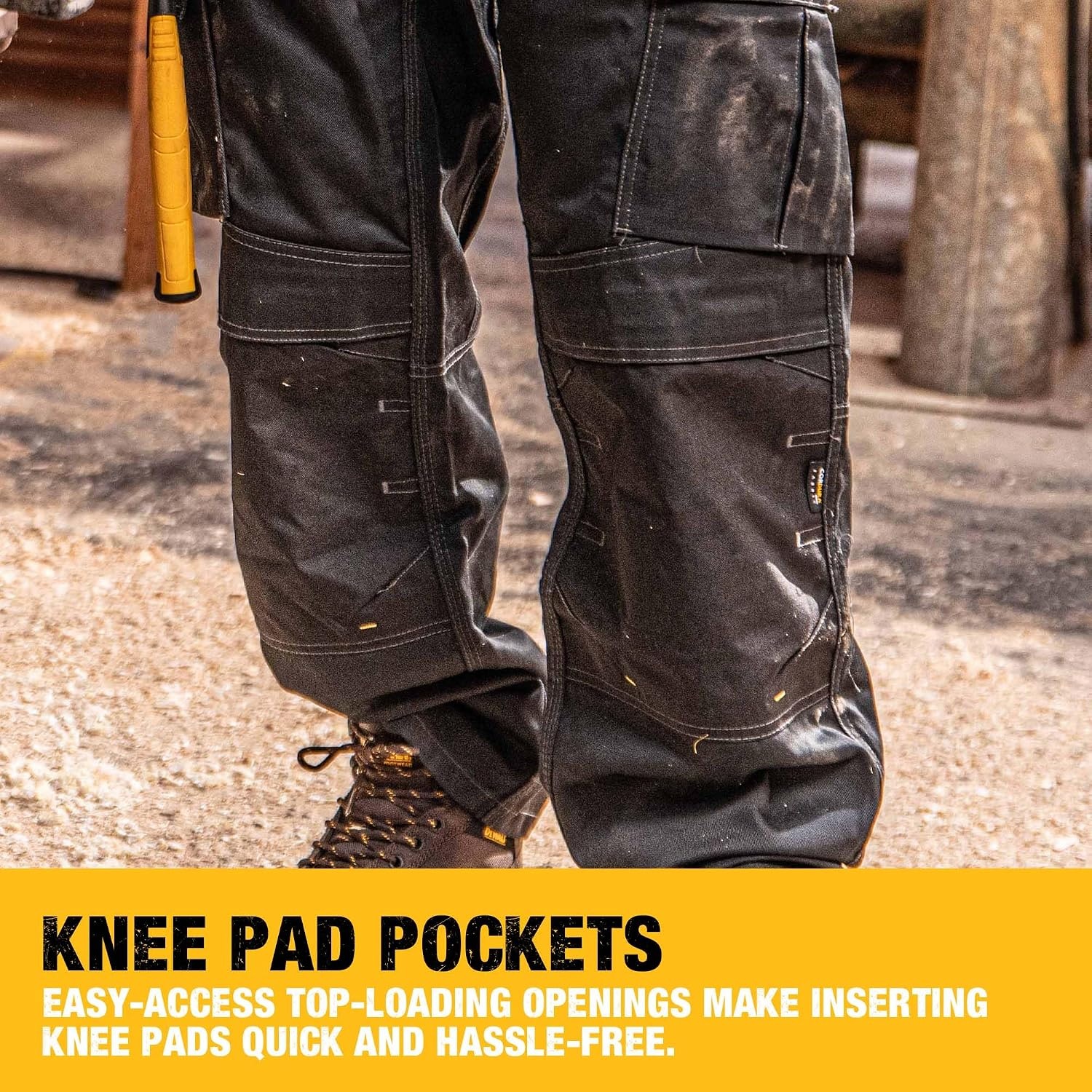image:imageDEWALT Protradesman Mens Loose Fit Holster Pocket Cottonpoly Stretch Work PantsBlack