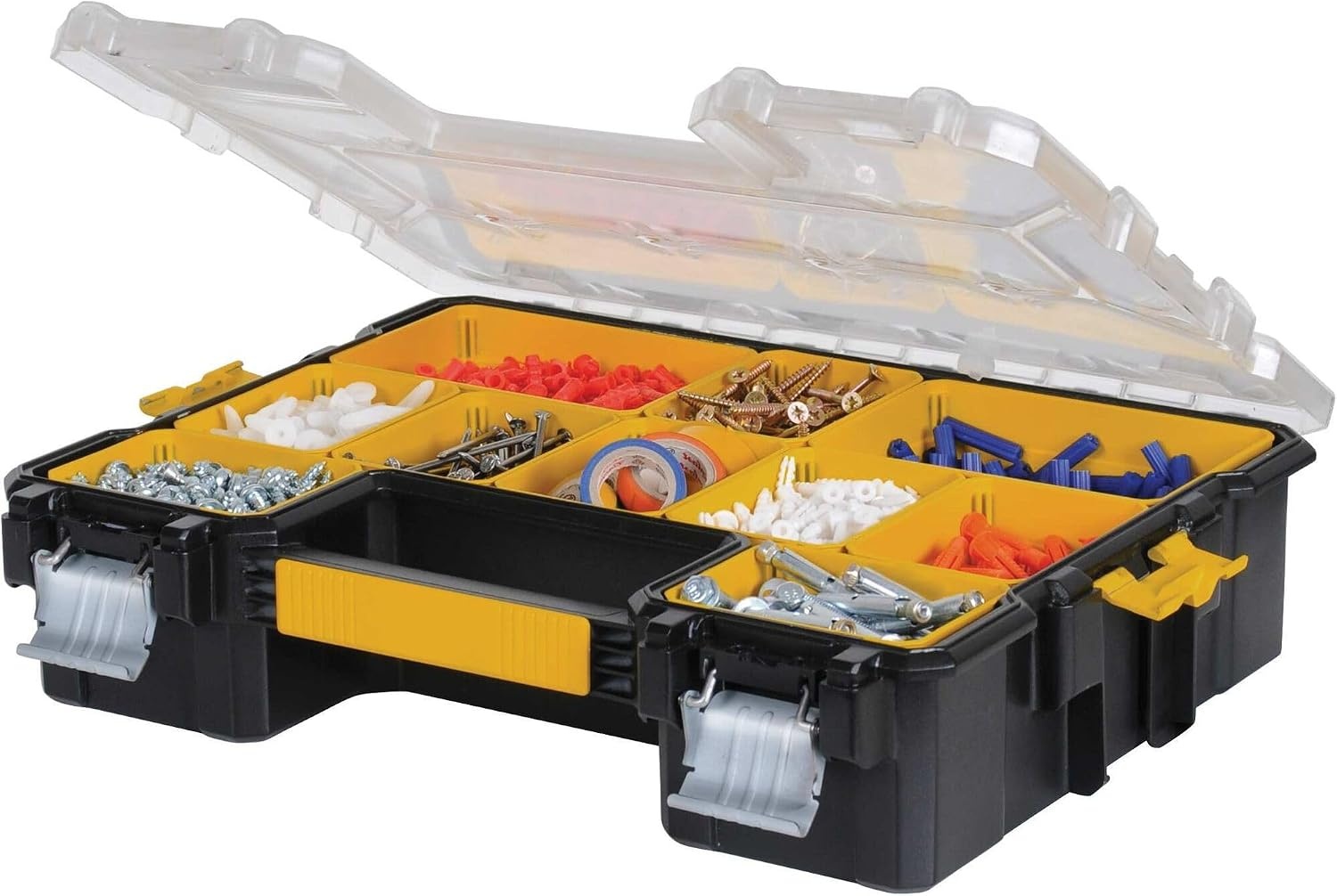 image:imageDEWALT Small Parts Organizer Hardware Storage Box with Removable Dividers 10Compartment DWST14825One Size Pack of 3