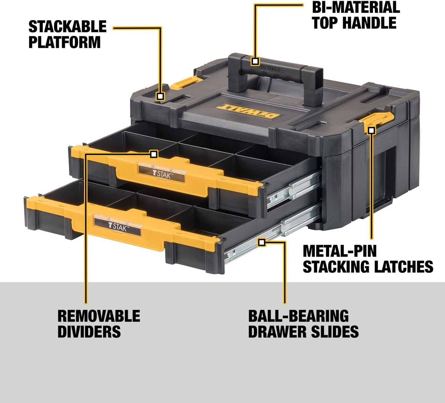 image:imageDEWALT TSTAK Tool Storage Organizer with Double Drawers Holds Up to 165 lbs DWST17804173 x 123 x 69 inches Pack of 1