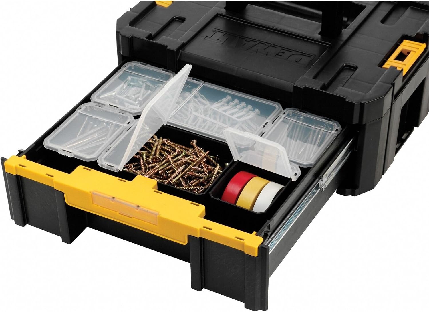 image:imageDEWALT Tool Organizer TSTAK III Single Deep Drawer Heavy Duty Latches Removable Compartments for Small Tools and Accessories DWST17803One Size Single Pack Pack of 4