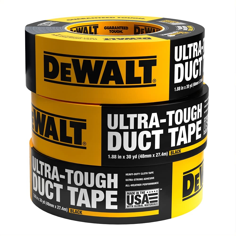 image:imageDEWALT Ultra Tough Duct Tape 188 in x 30 yd Heavy Duty Ultra Strong Aggressive Adhesive AllWeather 2 Rolls Black188 in x 30 yd