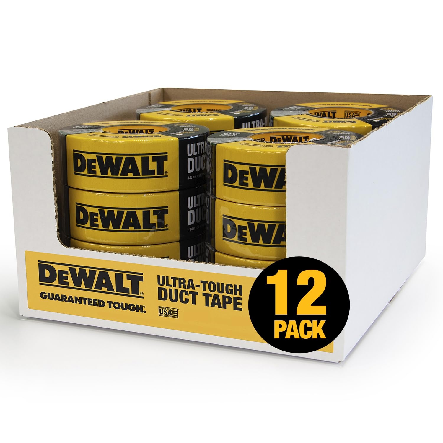 image:imageDEWALT Ultra Tough Duct Tape 188 in x 30 yd Heavy Duty Ultra Strong Aggressive Adhesive AllWeather 2 Rolls Black188 in x 30 yd