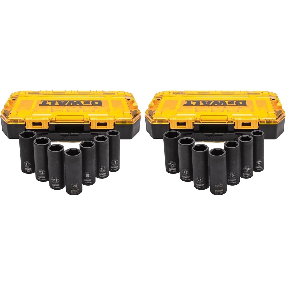 image:imageDEWALT DWMT74736 Tough Box 7PC SAE 12 Deep Drive Impact Socket SetOne Size Pack of 2