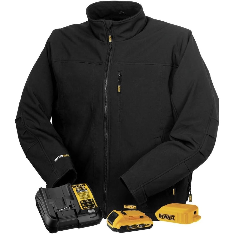 image:imageDEWALT Mens Heated Soft Shell Jacket Kit Black XLarge