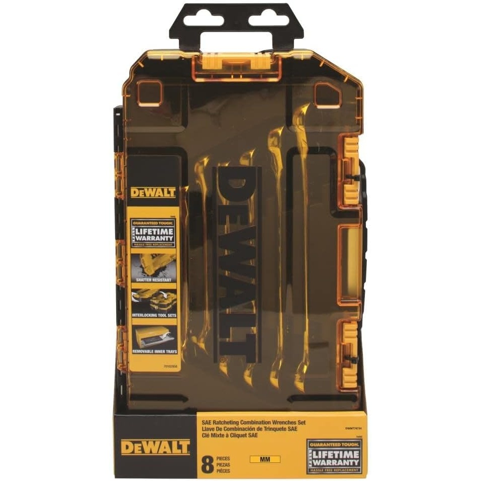 image:imageDEWALT Tough Box 8 PC SAE Ratcheting Combination Wrench SetMetric