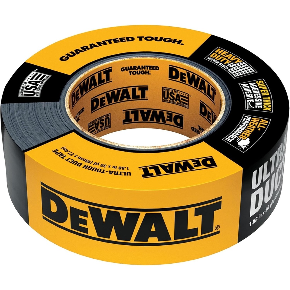 image:imageDEWALT Ultra Tough Duct Tape 188 in x 30 yd Heavy Duty Ultra Strong Aggressive Adhesive AllWeather 2 Rolls Black188 in x 30 yd Pack of 12