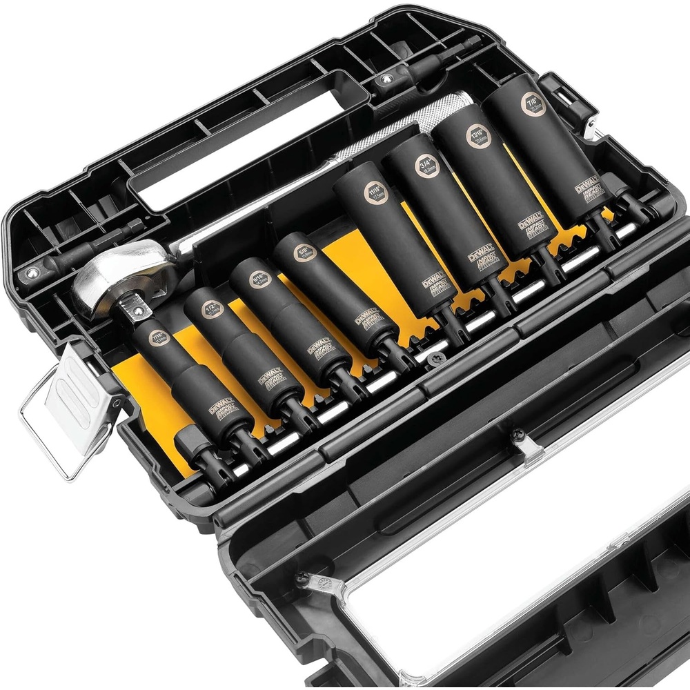 image:imageDeWalt Impact Socket Set 12 Drive 10 Piece 14 to 12 Impact Socket Adapter Set DW22812One Size