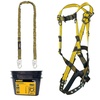 DEWALT Rooftop safety kit with D1000 harness with Pass-Thru Chest and Tongue Buckle Legs, 50′ vertical lifeline w/rope adjustor and reusable rooftop anchor(One Size)