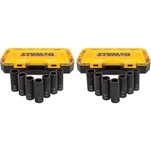 DEWALT DWMT74736 Tough Box 7PC SAE 1/2 Deep Drive Impact Socket Set(One Size (Pack of 2))
