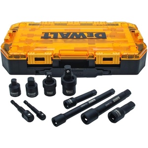 DEWALT Impact Driver Socket Set with Impact Extensions and Drill Adapters, Metric, 10-Piece, 3/8″ and 1/2″ Drive (DWMT74741)