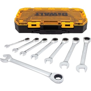 DEWALT Tough Box 8 PC SAE Ratcheting Combination Wrench Set(SAE)