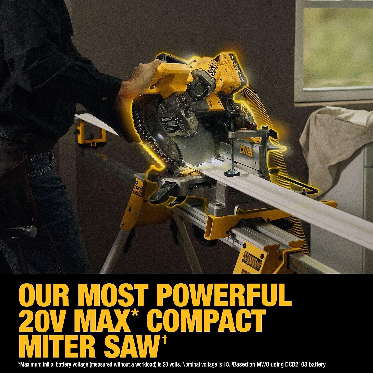 image:imageDEWALT 20V MAX 714Inch Miter Saw Cordless DCS361M120V 10IN Miter Saw