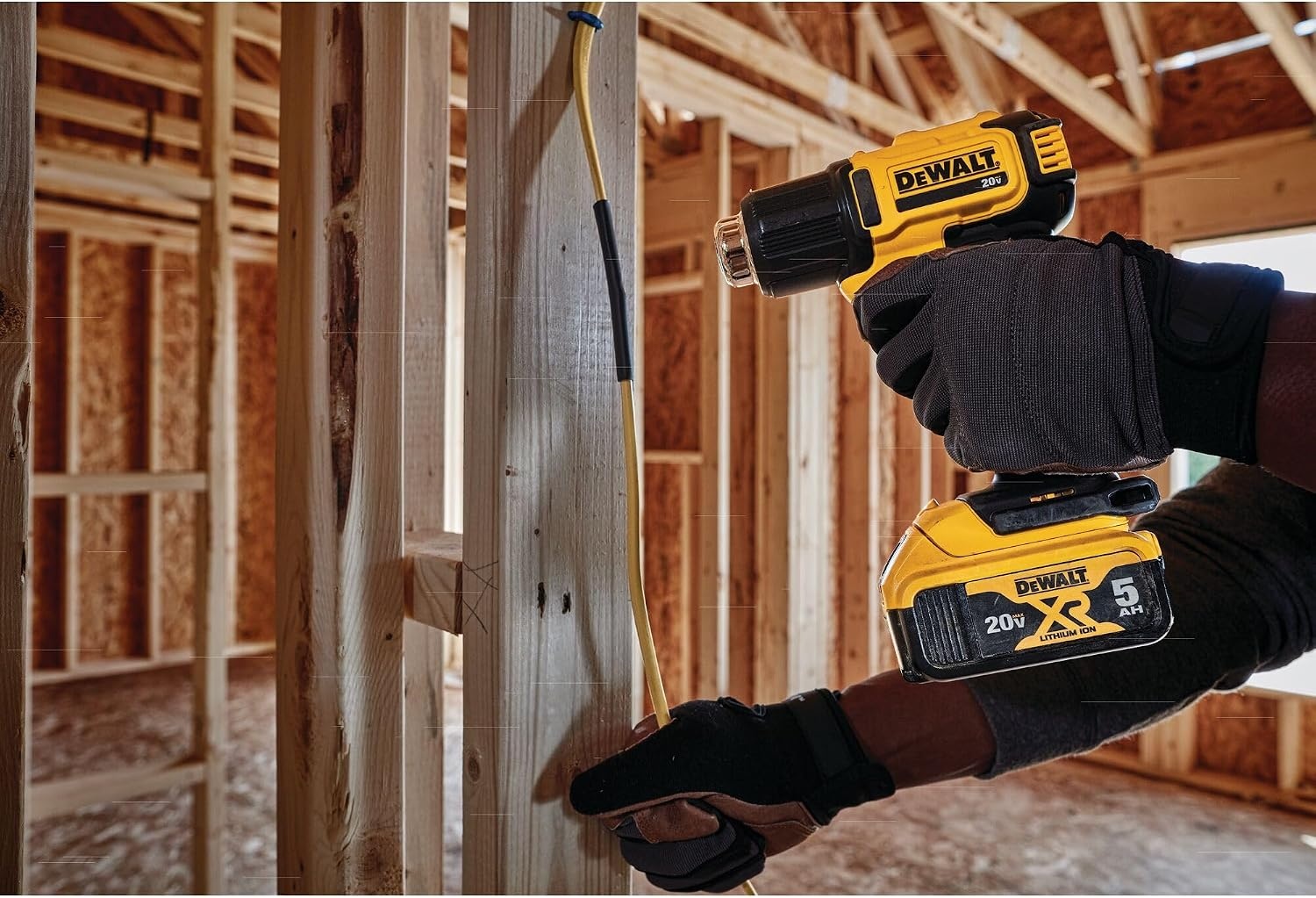 image:imageDEWALT 20V MAX Heat Gun Cordless Up to 990 Degrees 42 Minutes of Run Time LED Light Heatgun with Flat and Hook Nozzle AttachmentsTool Only DCE530BHeat Gun