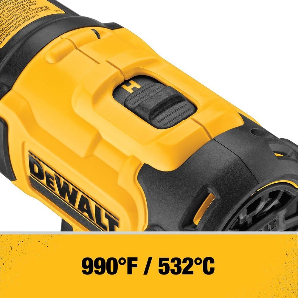 image:imageDEWALT 20V MAX Heat Gun Cordless Up to 990 Degrees 42 Minutes of Run Time LED Light Heatgun with Flat and Hook Nozzle AttachmentsTool Only DCE530BHeat Gun